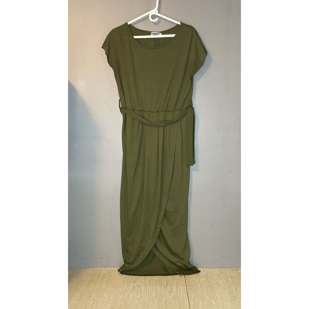 Yidarton Long Dress Women's Sz X-Large Emeral Green Stretch Belted